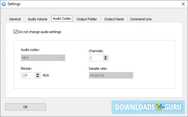 Audio Codec Settings