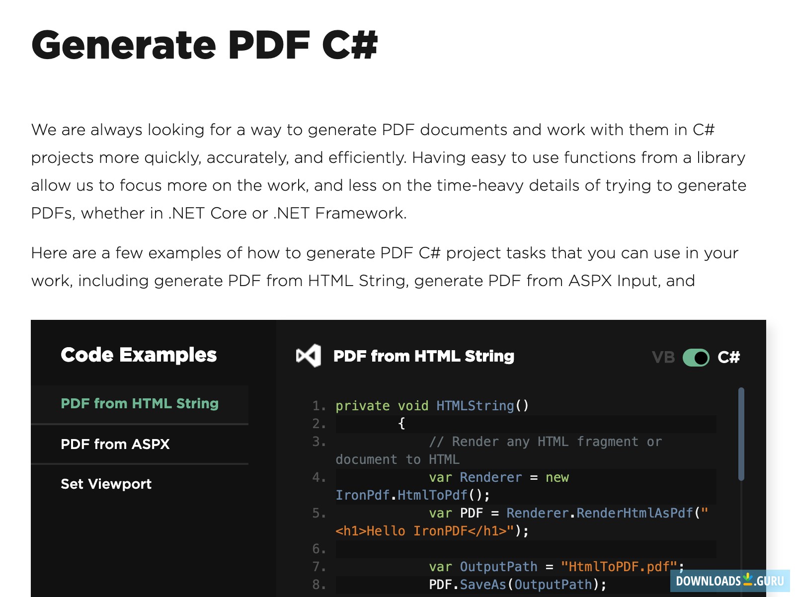 Generate PDF in C#
