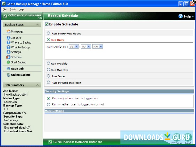 Genie Backup Manager Home