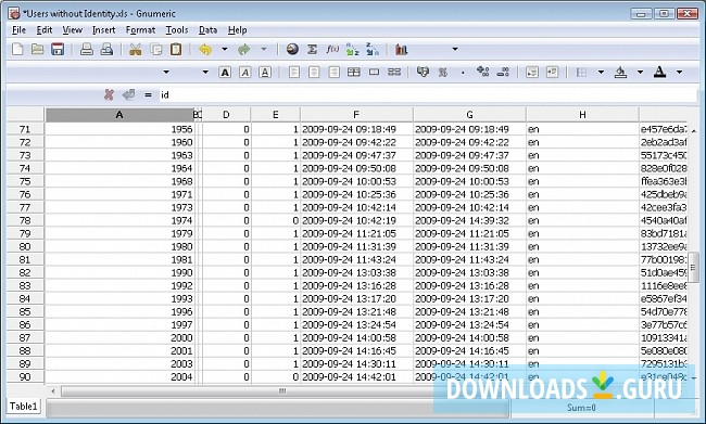 Gnumeric Spreadsheet