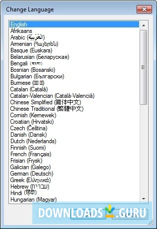 Change Language Window