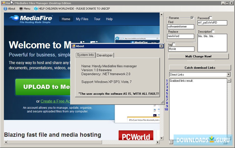 Handy Mediafire Files Manager