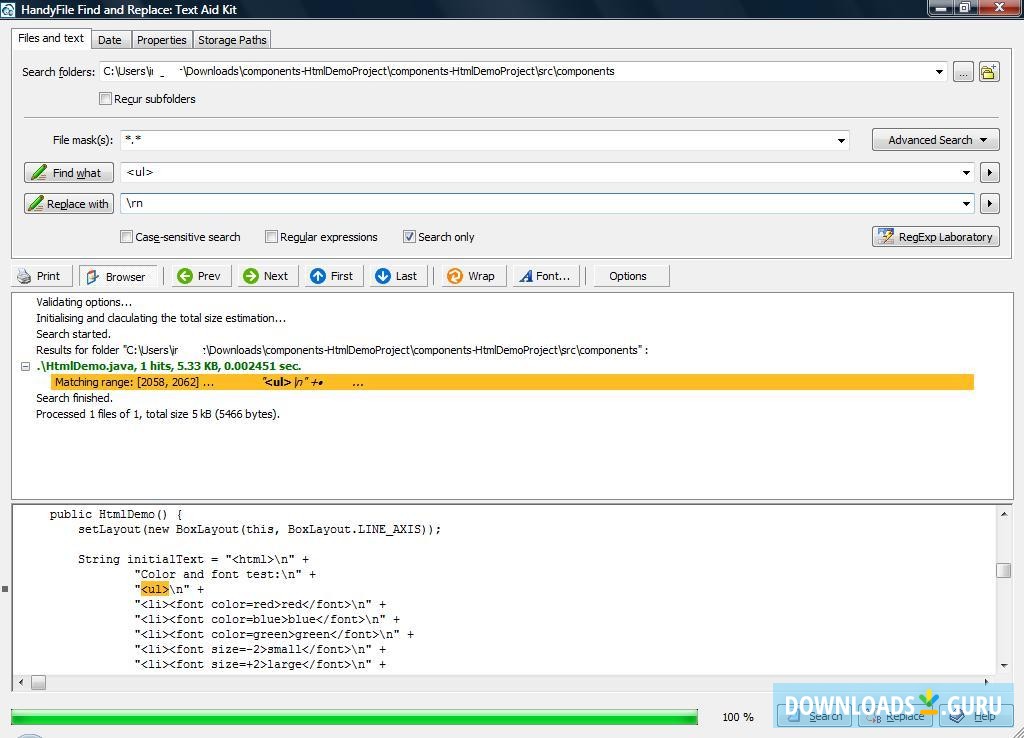 Main Window & Search