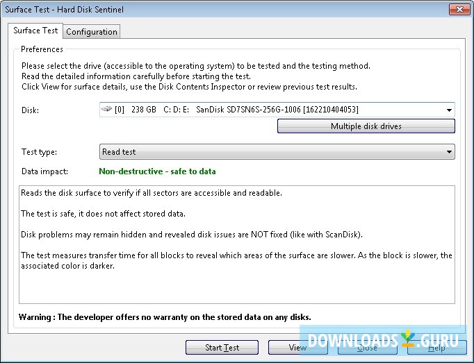 Surface Test Settings