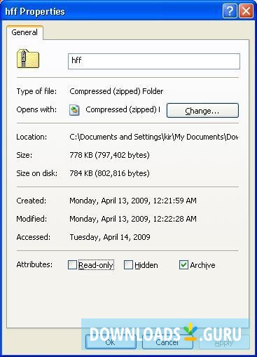 Setup file properties