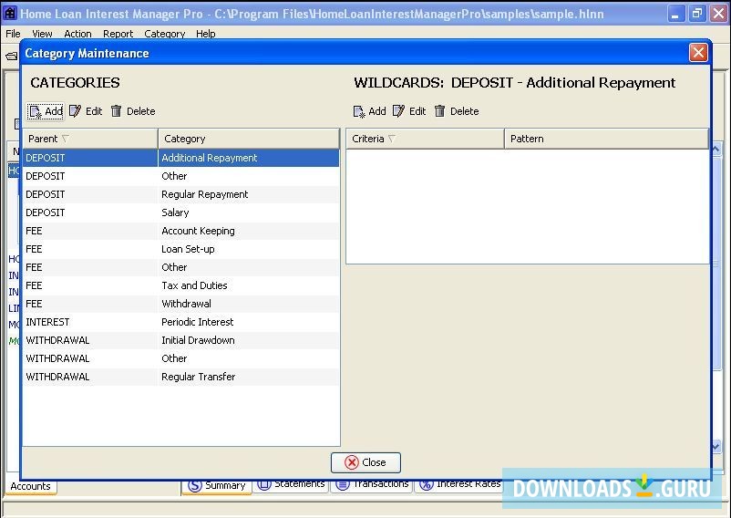 Category maintenance