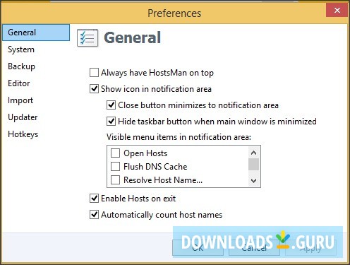Preferences Window