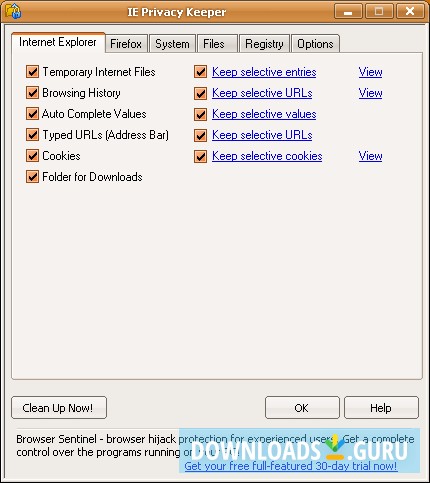 Internet Explorer settings.