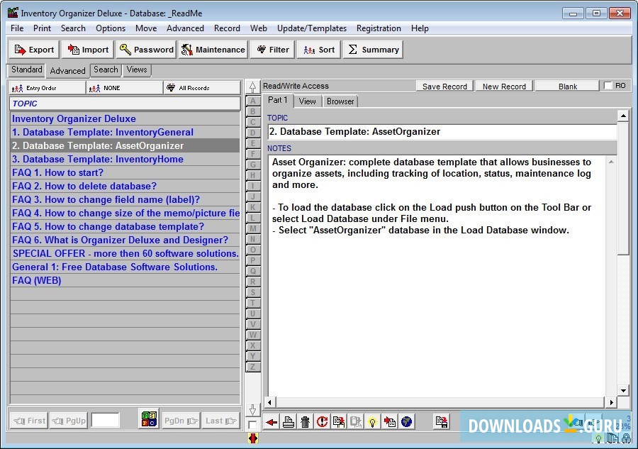 INVENTORY ORGANIZER DELUXE