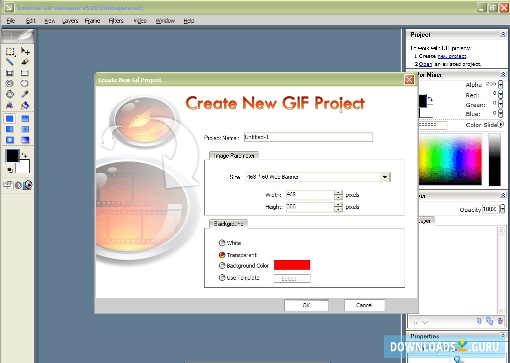 Creating new GIF project.