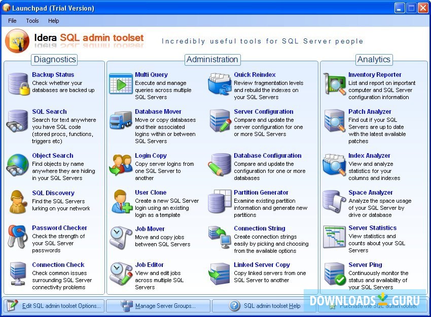 Idera SQL admin toolset