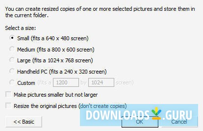 Image Resizer Powertoy for Windows XP 1.0 Advanced Settings