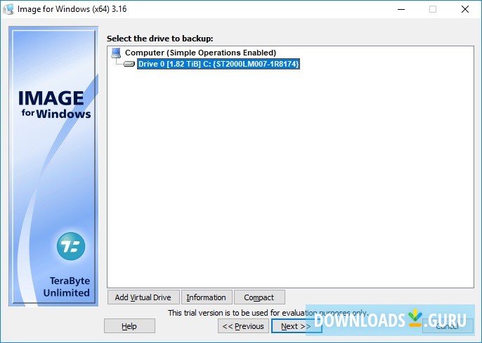 Select Drive to Backup
