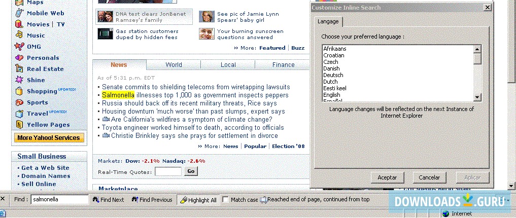 Inline Search for Internet Explorer