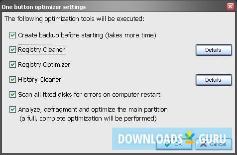 One button opimizer settings