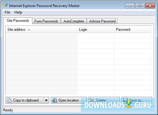 Internet Explorer Password Recovery Master