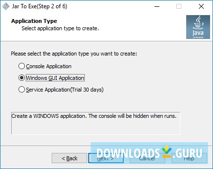 Select Application Type