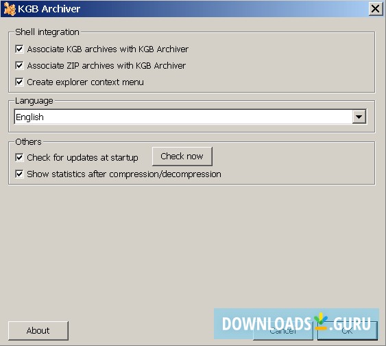 Customize options window