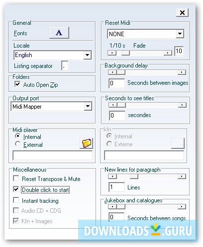 Preferences window