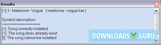 Results after importing a song