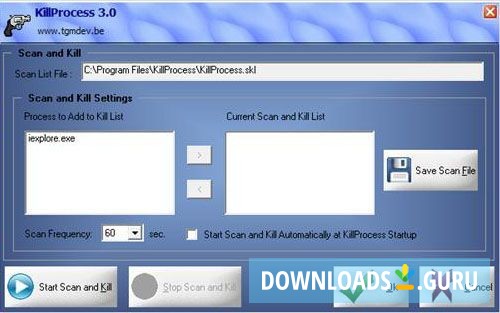 Scan and kill settings