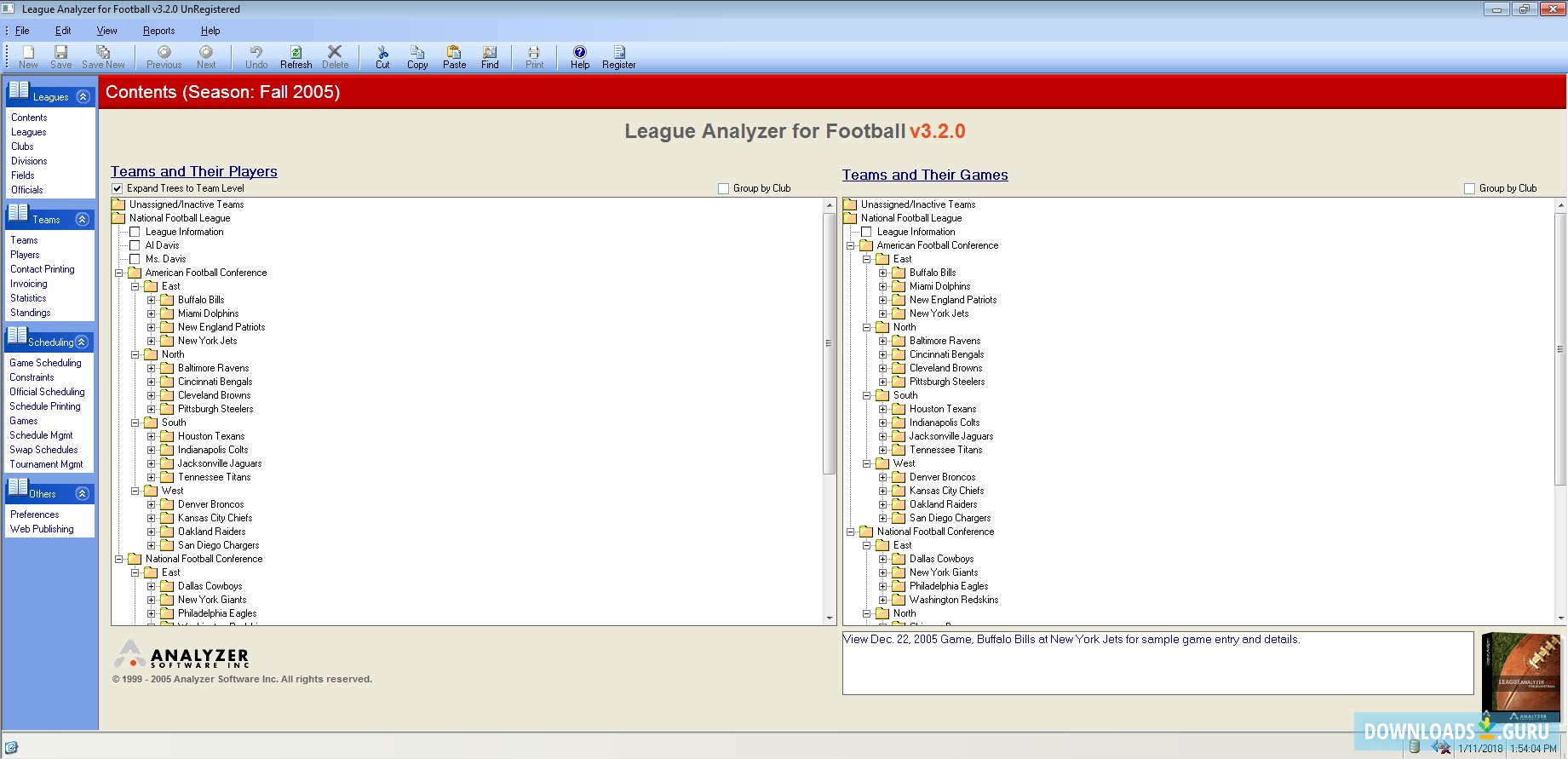 League Analyzer for Football