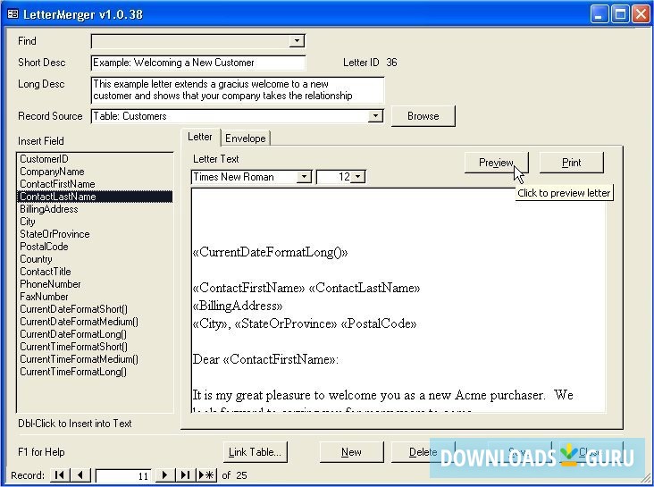 LetterMerger for MS Access