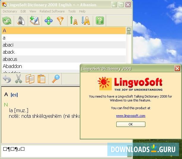 LingvoSoft Dictionary 2008 English<->Albanian for Windows
