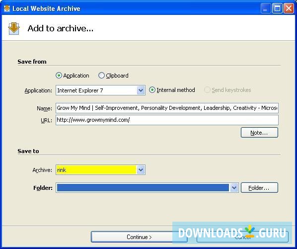 Saving an opened web page to archive