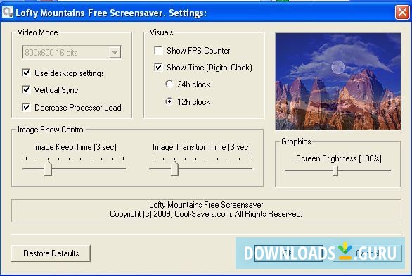 Lofty Mountains Free Screensaver