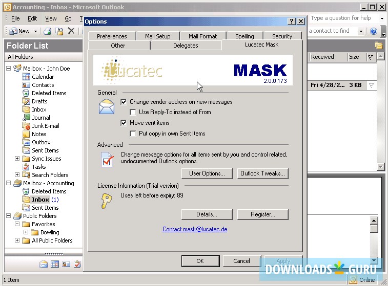 Lucatec&reg; Mask Add-in for Microsoft Office Outlook