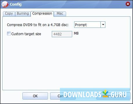 Settings Window - Compression Tab