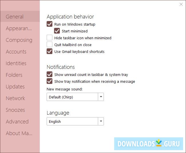 mailbird window settings