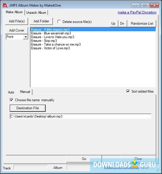 Make Album Tab - Manual Mode