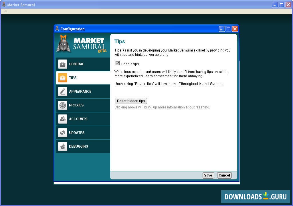 Configuration screen