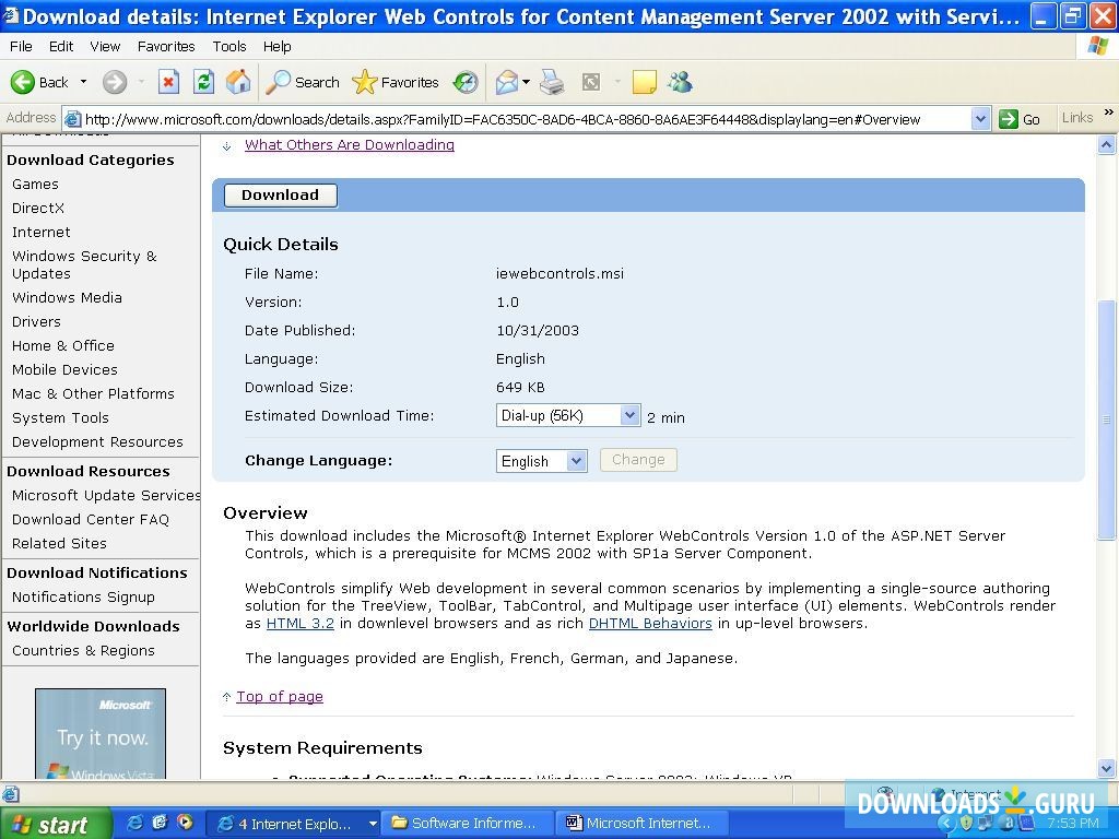 Download Microsoft Explorer WebControls for