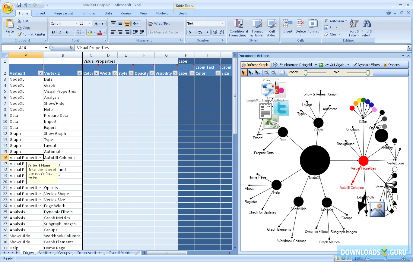 Microsoft NodeXL Excel Template