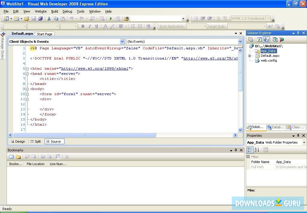 Microsoft Visual Web Developer 2008 Express Edition