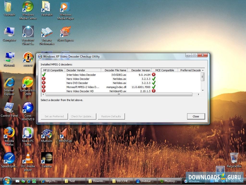 Microsoft Windows XP Video Decoder Checkup Utility