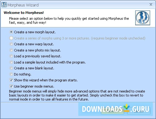 Morpheus Wizard Window