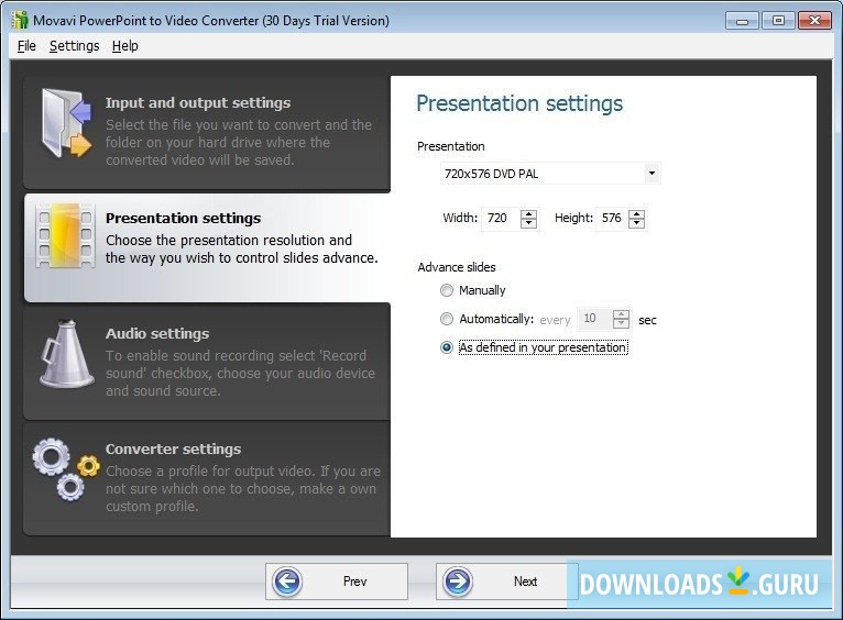 Presentation Settings