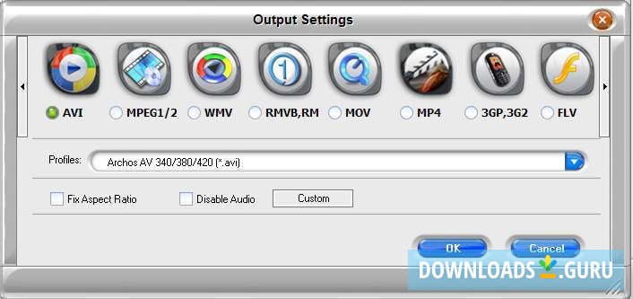 Output settings