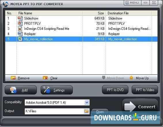 Files Selected for Batch Conversion