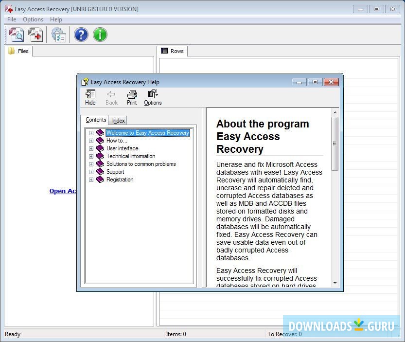 Help window