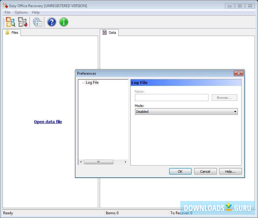 Settings window