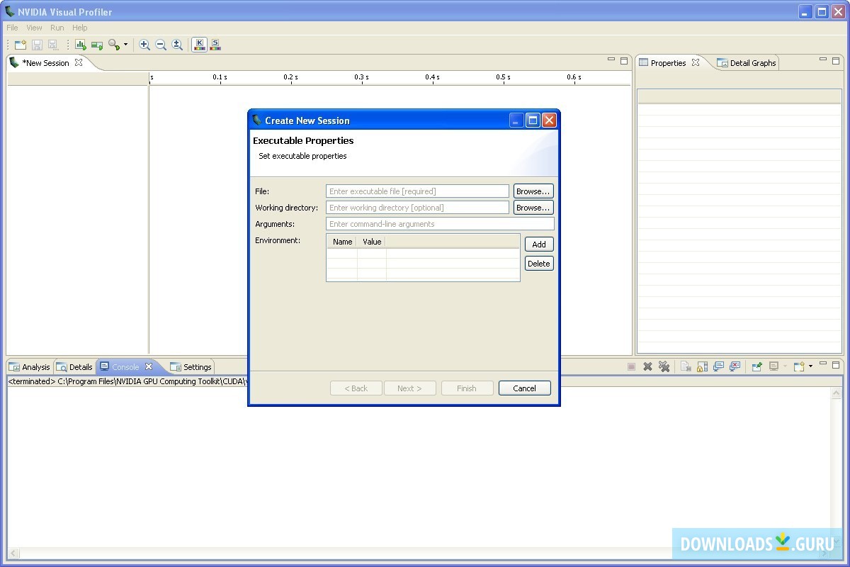 NVIDIA Visual profiler window
