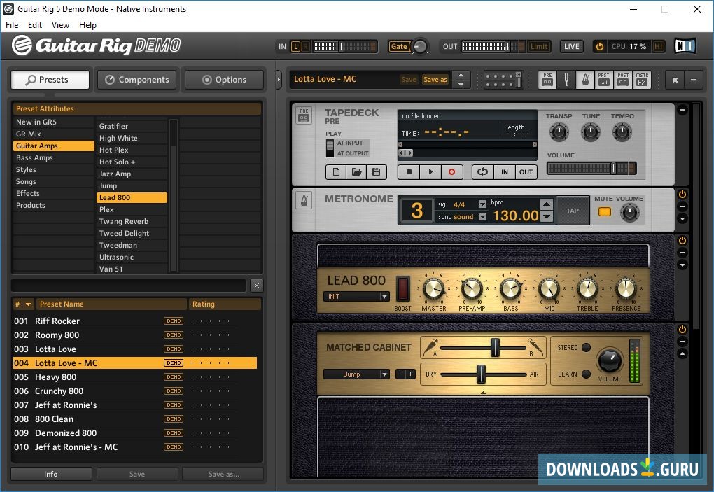 controlling guitar rig 5 presets from keyboard