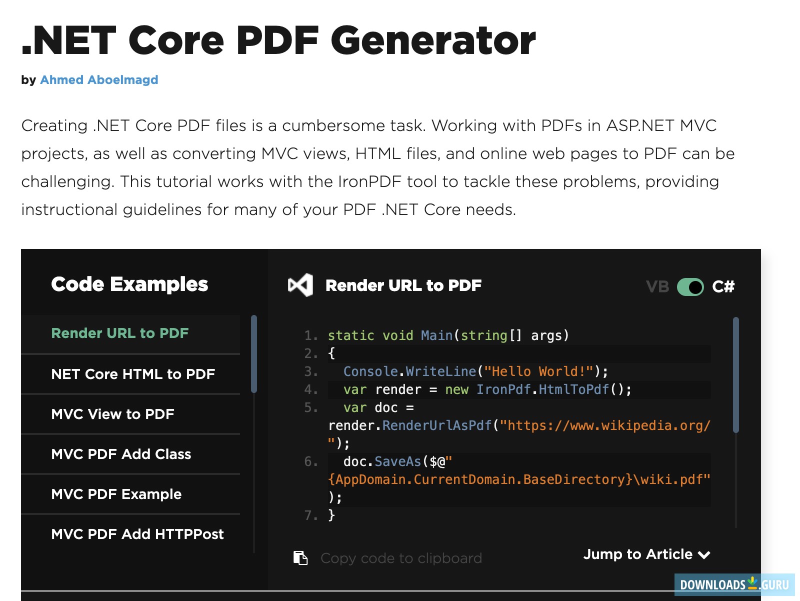 Net Core PDF Generator