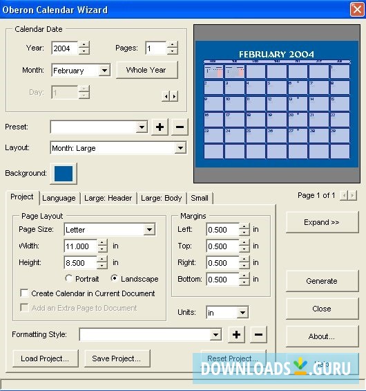 Oberon Calendar Wizard