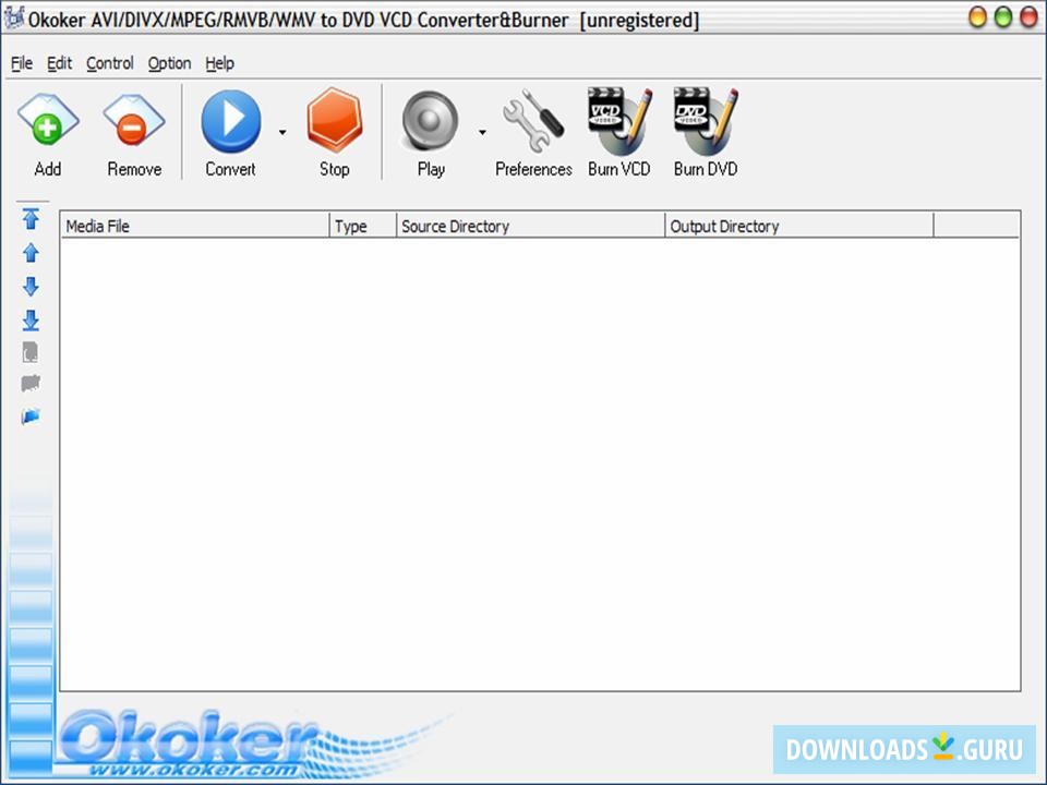 Okoker AVI/DIVX/MPEG/RMVB/WMV to DVD VCD Converter&Burner
